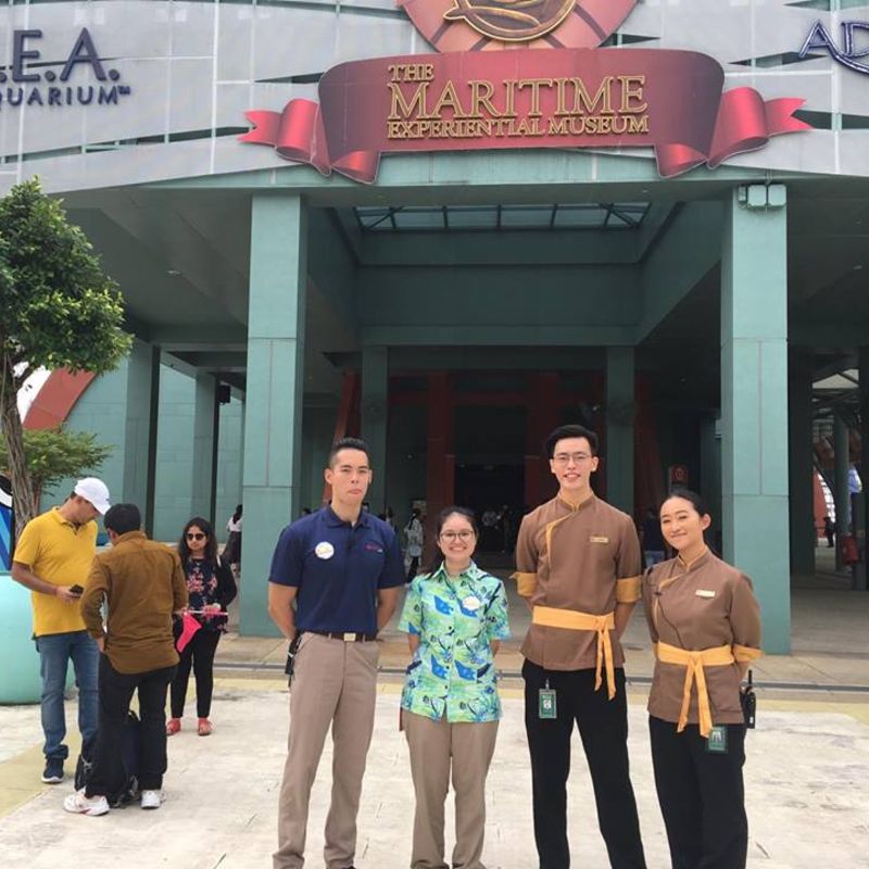 MDIS students pose for a picture at Resorts World during school internship.